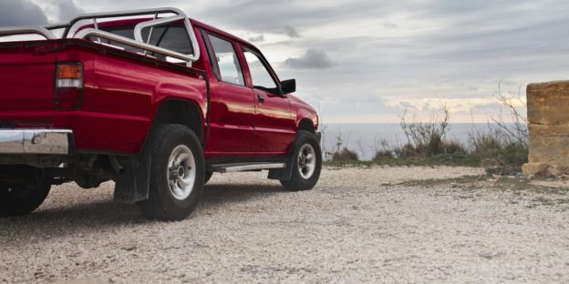 red pickup truck