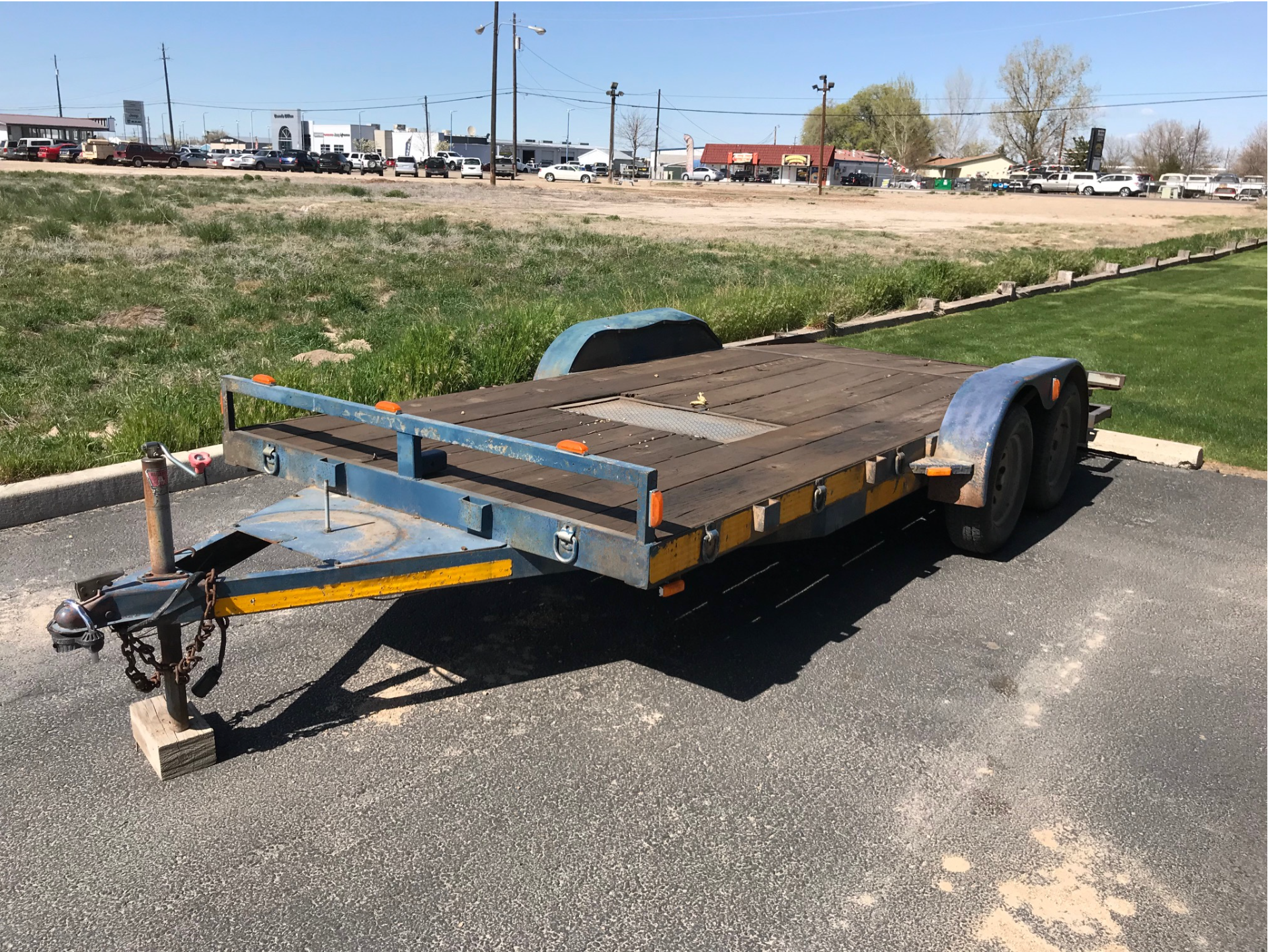 1998 Carson 16′ flat bed 7k car hauler trailer