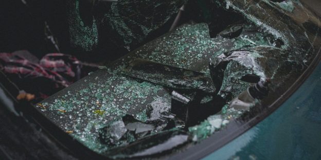 car windshield shattered in an accident