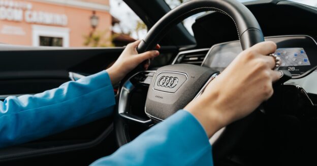 steering wheel in car