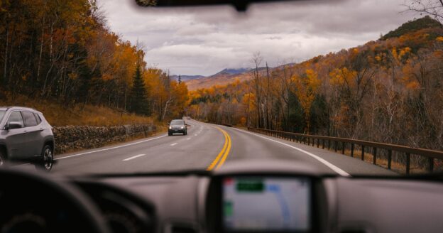 driving car in the fall