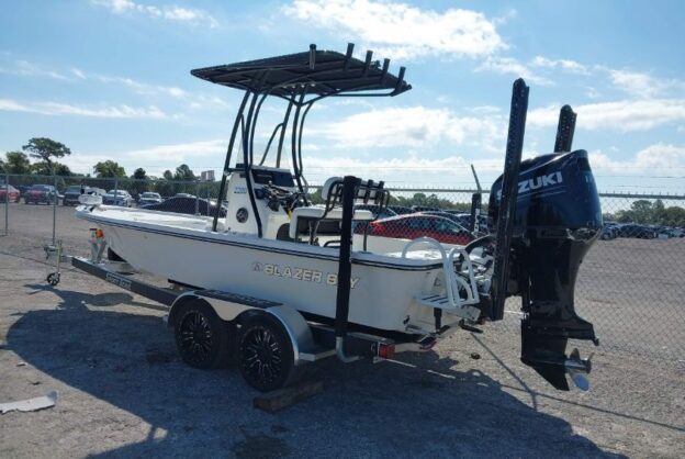 Salvage boat for sale at an auction