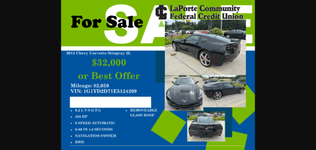 2014 Chevy Corvette Repo For Sale