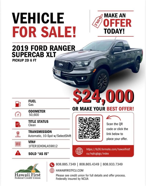 2019 Ford Ranger Supercab repo for sale
